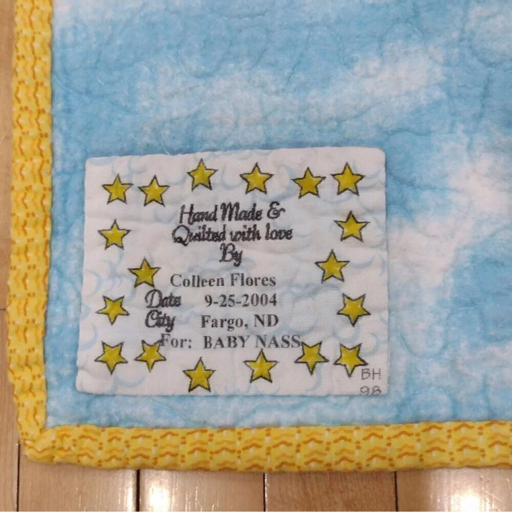 Handmade Care Bears Baby Crib Quilt Lap Blanket Wall Hanger Multi Color 43 X 32